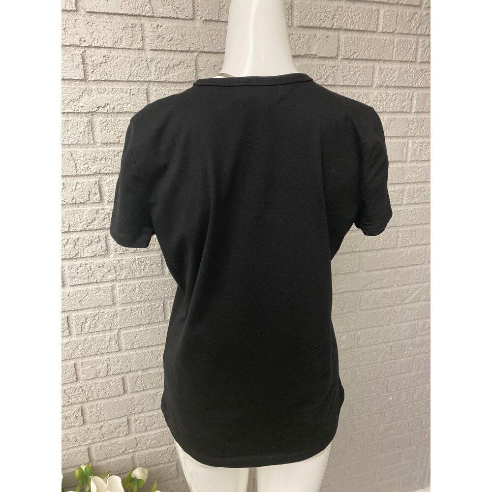 Ralph Lauren Women Black Beaded embroidered Graphic Short Sleeve Top Size L - Picture 6 of 9